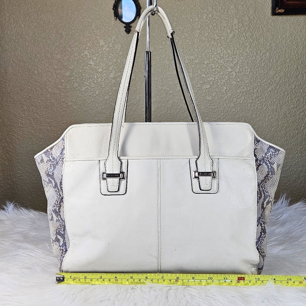 Coach Taylor Python Ivory Mixed Leather Shoulder … - image 2